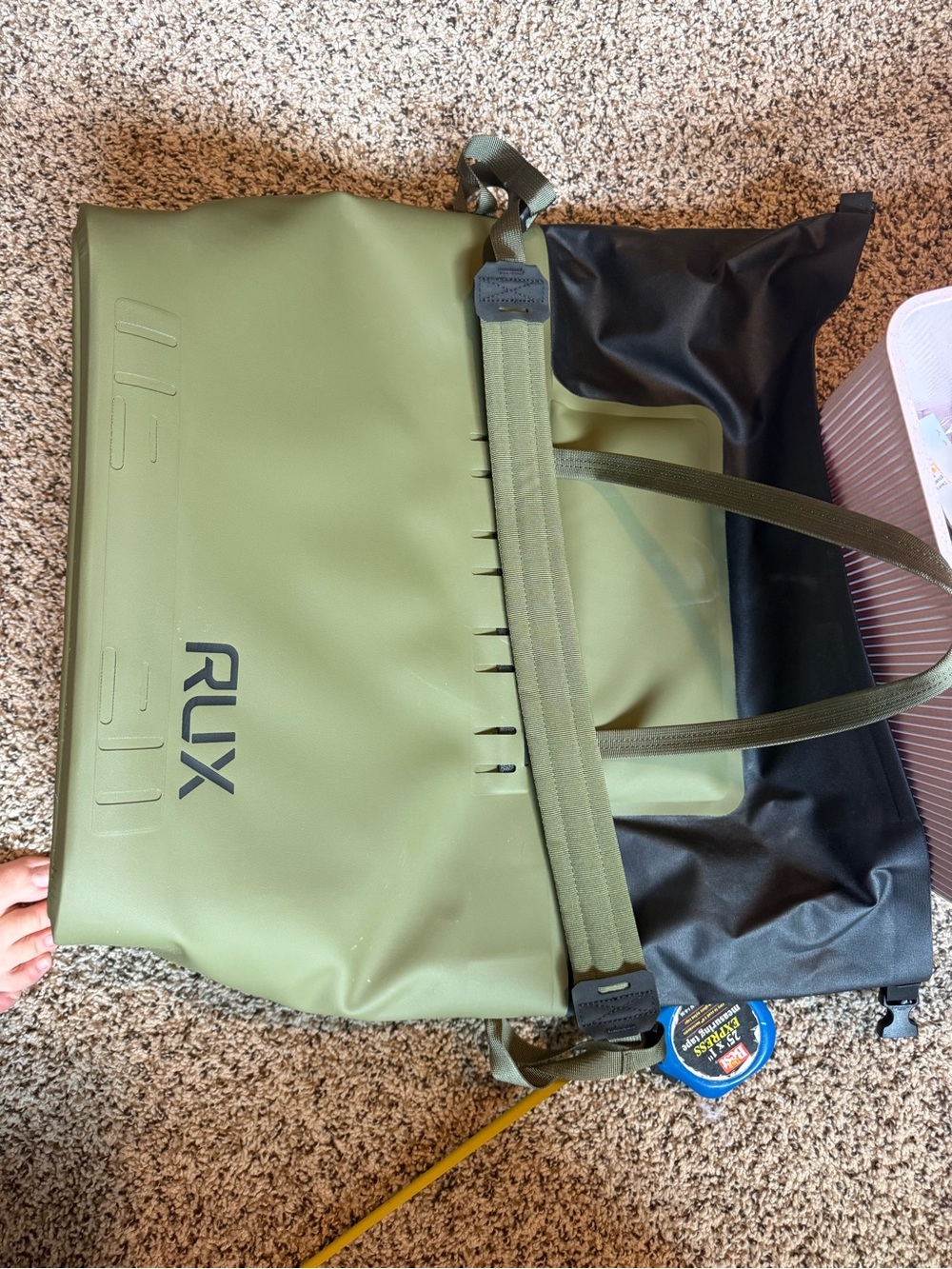 RUX Olive Green and Black Waterproof Tote